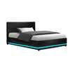 Bed Frame King Single Size Gas Lift Black LUMI