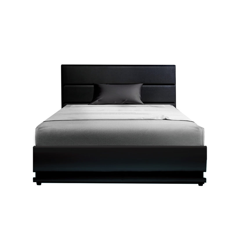 Bed Frame King Single Size Gas Lift Black LUMI