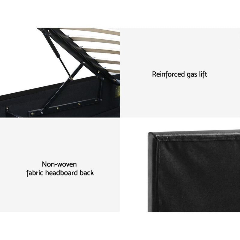 Bed Frame King Single Size Gas Lift Black LUMI