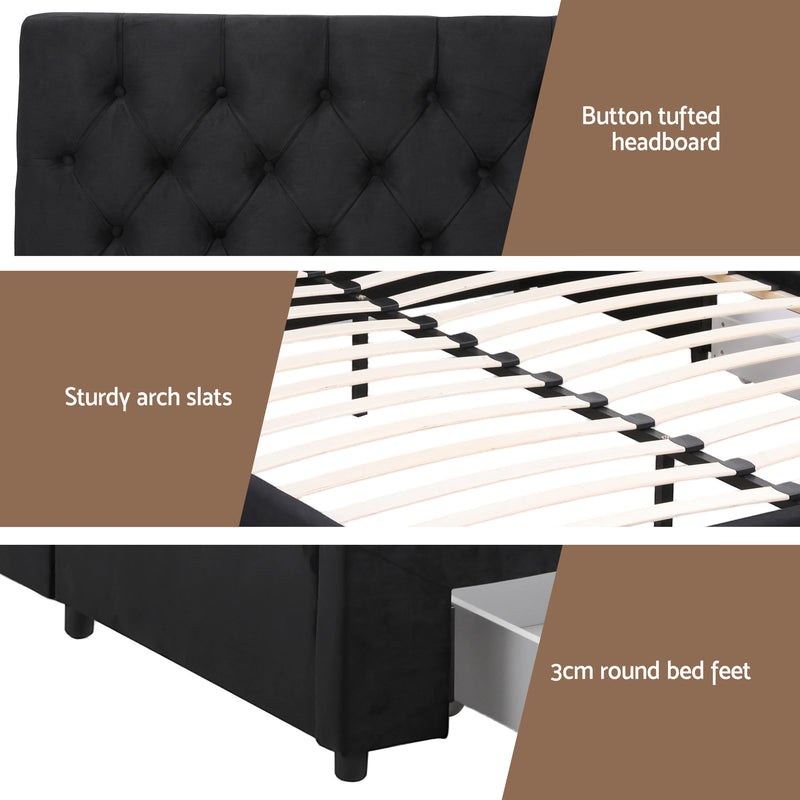 Artiss Double Storage Bed Frame with USB-C & Drawers