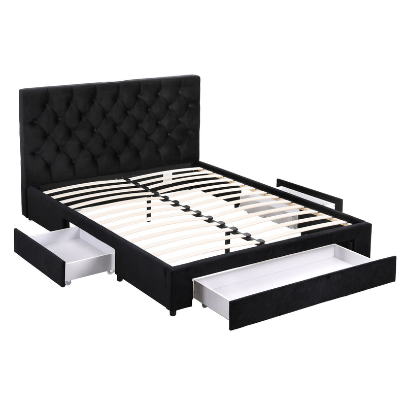 Artiss Double Storage Bed Frame with USB-C & Drawers