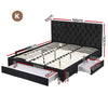 Artiss King Upholstered Bed Frame – 3 Drawers & USB-C