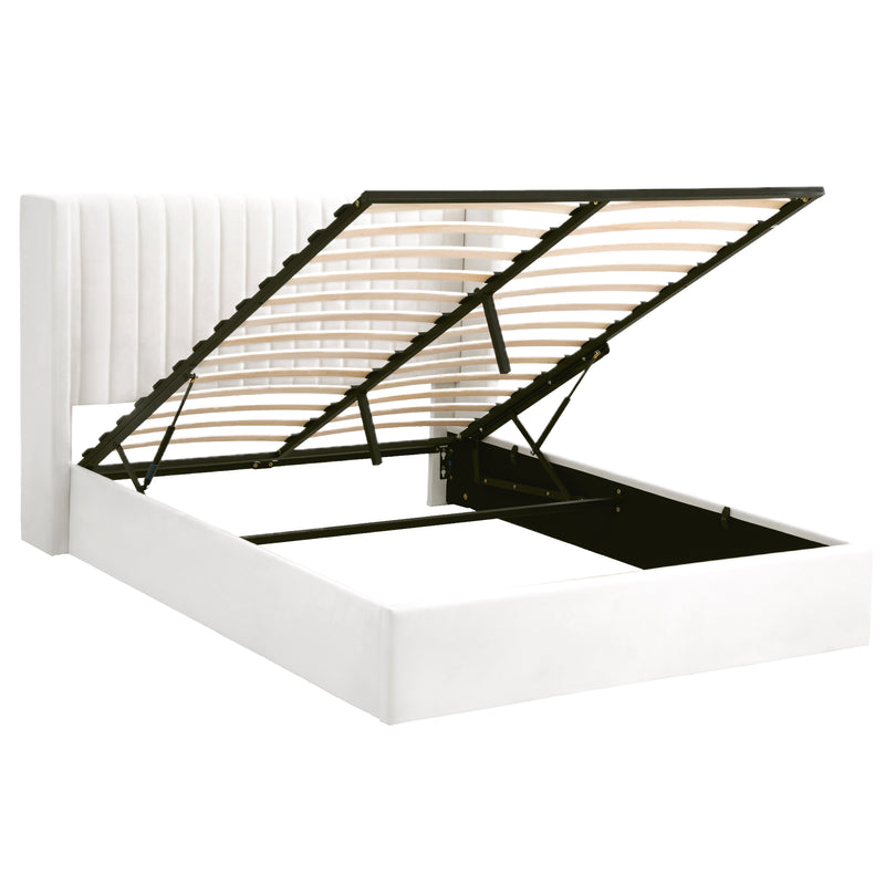 Artiss Double Bed Frame Gas Lift Storage USB-C Velvet White