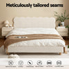 Queen Bed Frame with Cloud Headboard in White Bouclé Fabric