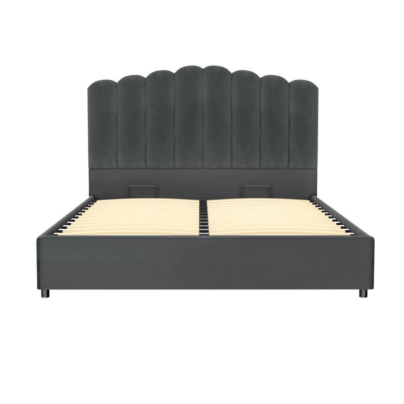 Bed Frame Double Size Velvet Grey – FION