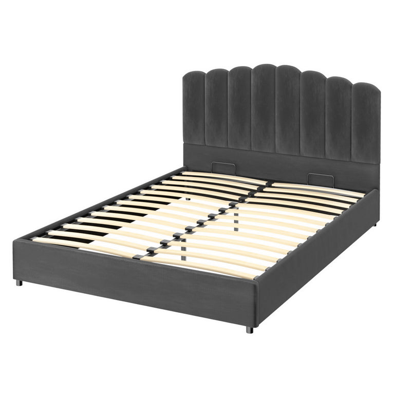 Bed Frame Double Size Velvet Grey – FION