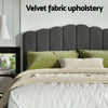 Bed Frame Double Size Velvet Grey – FION