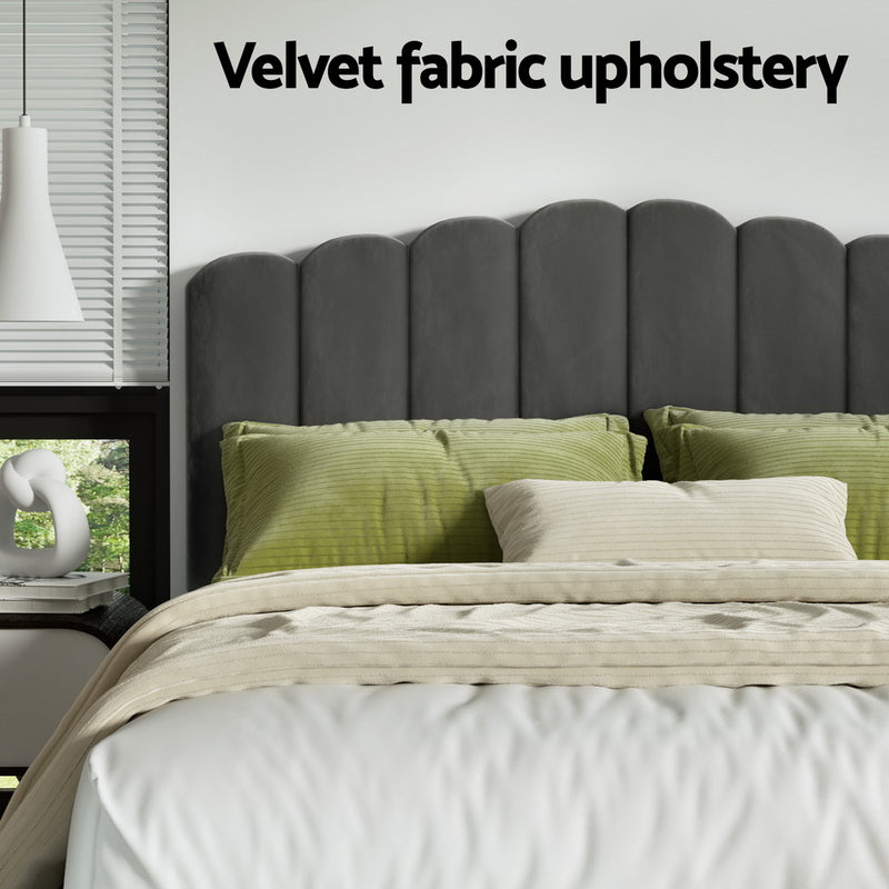 Bed Frame Double Size Velvet Grey – FION