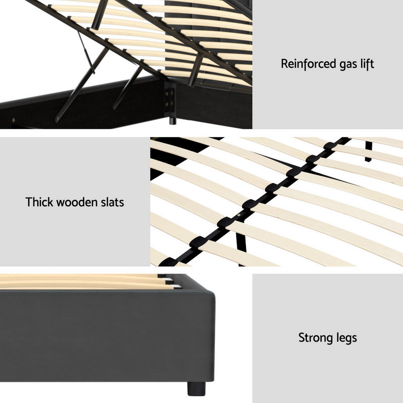 Bed Frame Double Size Velvet Grey – FION