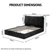 Artiss Queen Gas Lift Bed Frame w/ LED & USB-C – Black Velvet