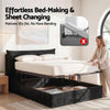 Artiss Queen Gas Lift Bed Frame w/ LED & USB-C – Black Velvet