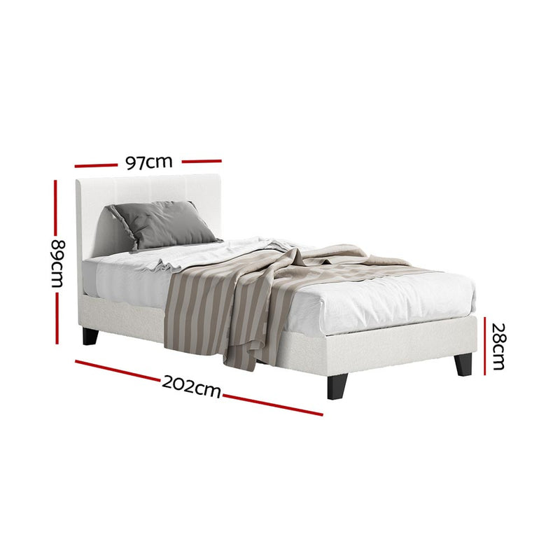 Artiss NEO Boucle Single Bed – White