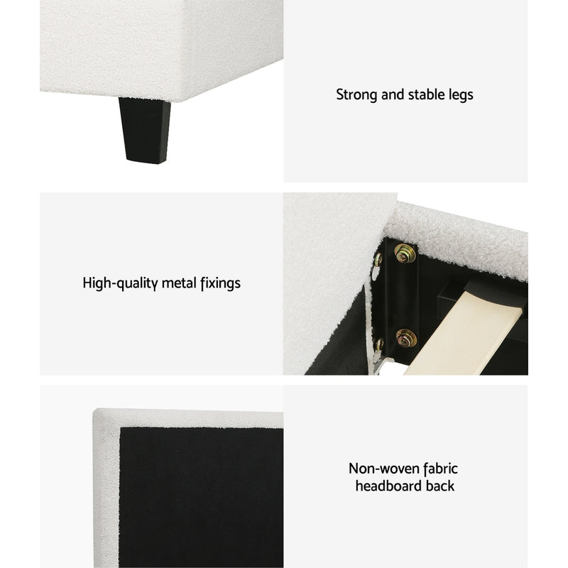 Artiss NEO Boucle Single Bed – White