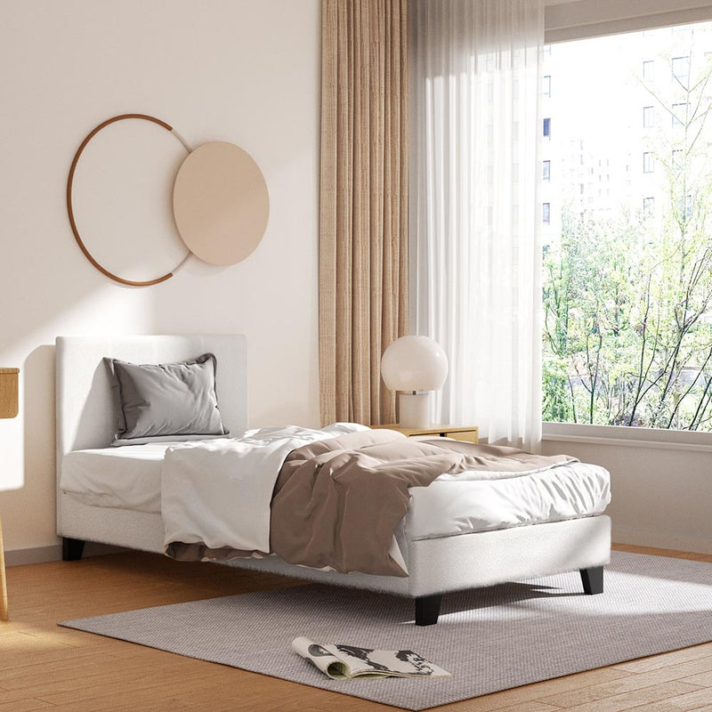 Artiss NEO Boucle Single Bed – White