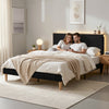 Artiss Double Upholstered Bed Frame with LED Headboard – Black Velvet