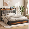 Artiss Queen Bed Frame Gas Lift Storage LED Headboard