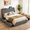 Artiss Double Bed Frame with Storage & Charging – Grey