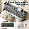 Artiss Double Bed Frame with Storage & Charging – Grey