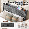 Artiss King Bed Frame with Storage & Charging – Charcoal Grey