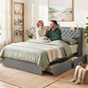 Artiss King Bed Frame with Storage & Charging – Charcoal Grey