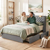 Artiss Queen Bed Frame with Storage & Charging – Charcoal Grey