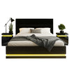 RGB LED Queen Bed Frame with 2 Beside Tables Set 16 Colour Mood Lighting