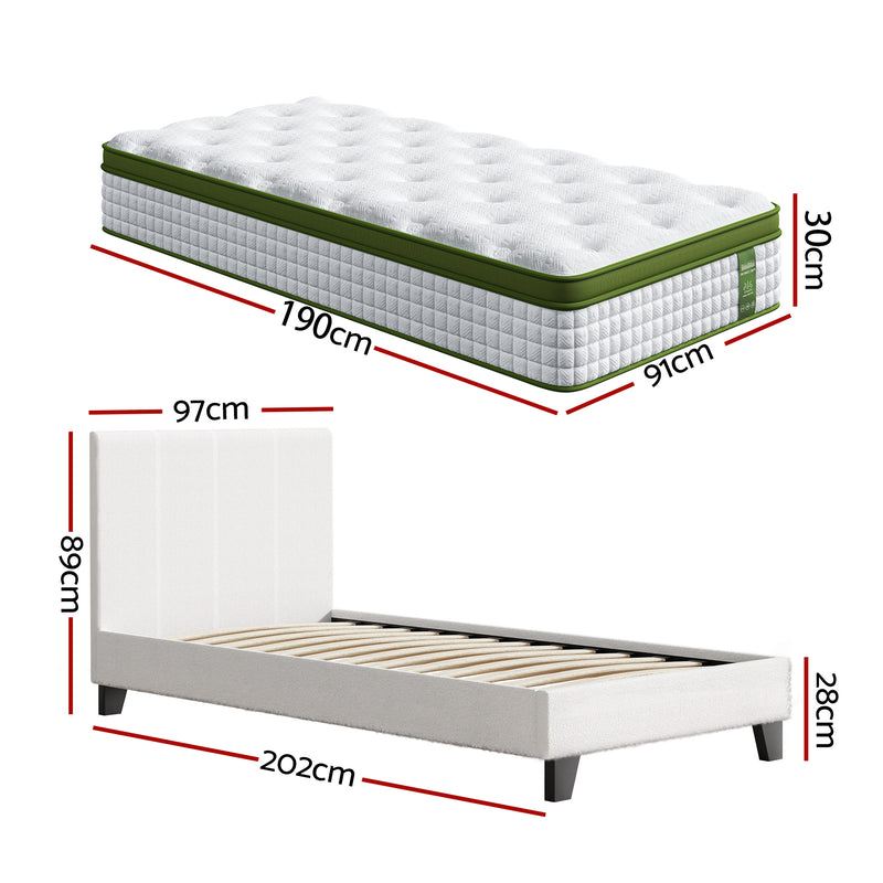 Artiss Single Bed Frame & Hybrid Mattress Set