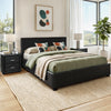 Artiss Gas Lift Queen Bed Frame & Bedside Table Set – Black Leather
