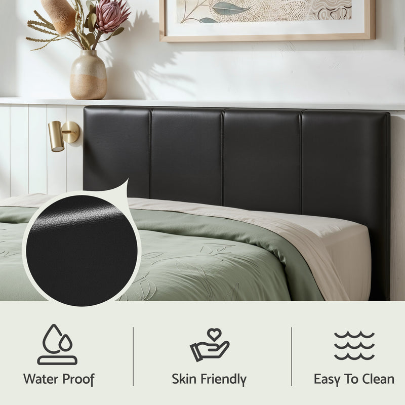 Artiss Gas Lift Queen Bed Frame & Bedside Table Set – Black Leather