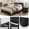 Artiss Gas Lift Queen Bed Frame & Bedside Table Set – Black Leather