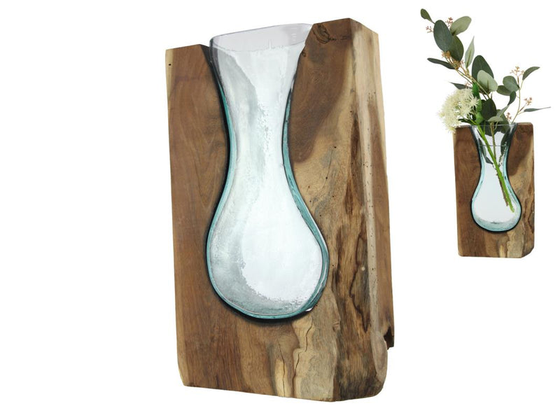 30cm Glass Vase on Driftwood
