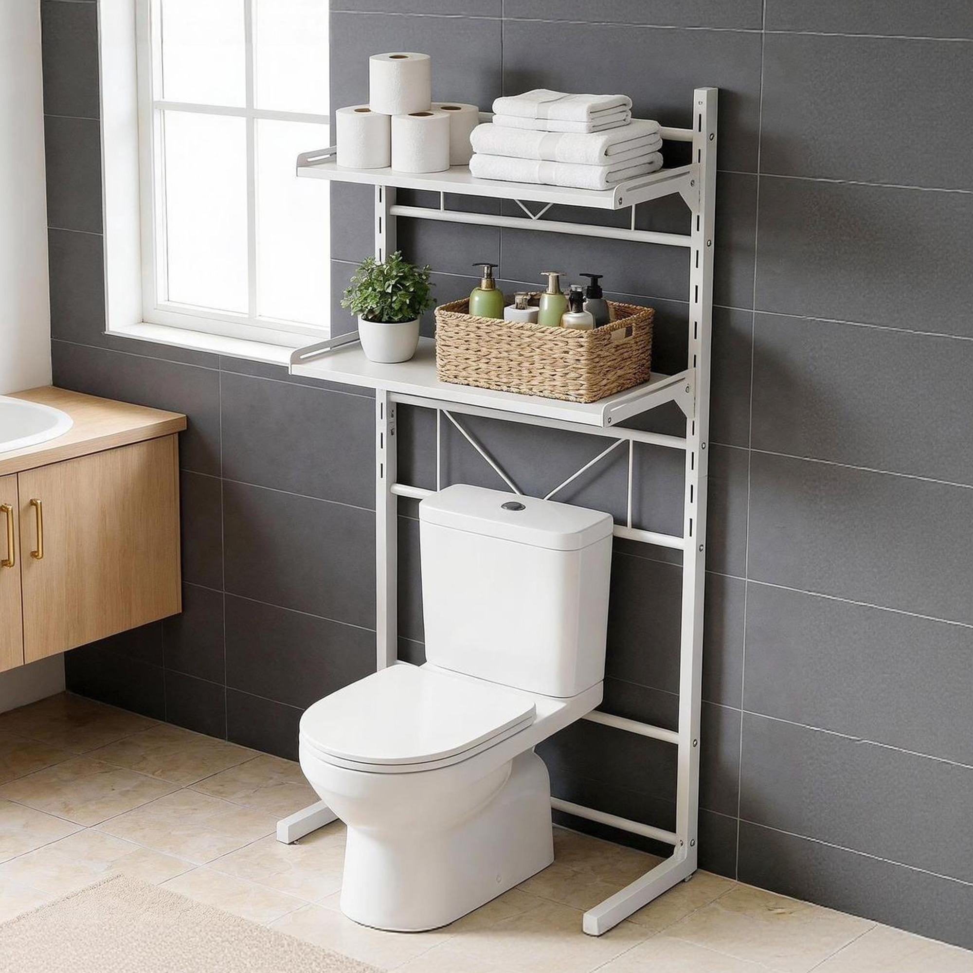 Artiss Over Toilet Bathroom Storage Shelf – 2 Tier