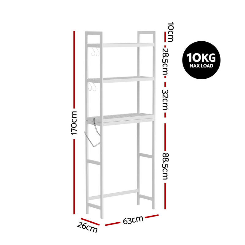 Artiss 3-Tier Over Toilet Bathroom Storage Rack – White