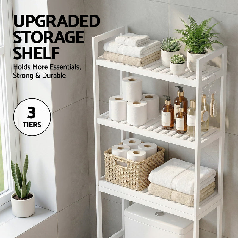 Artiss 3-Tier Over Toilet Bathroom Storage Rack – White