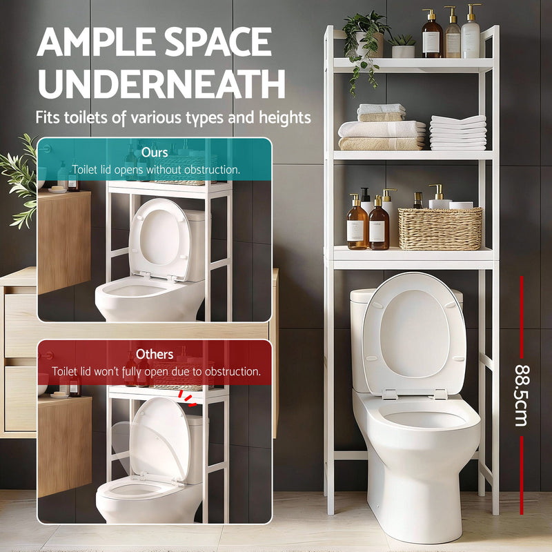 Artiss 3-Tier Over Toilet Bathroom Storage Rack – White