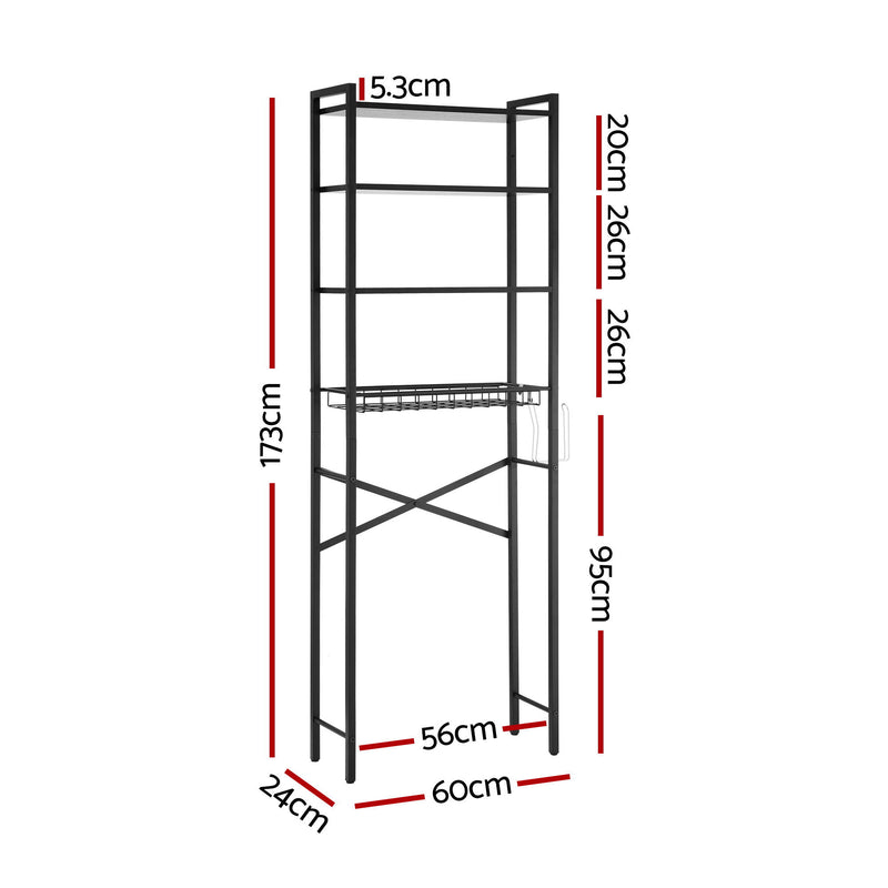 Artiss 4-Tier Over Toilet Bathroom Storage Rack – White