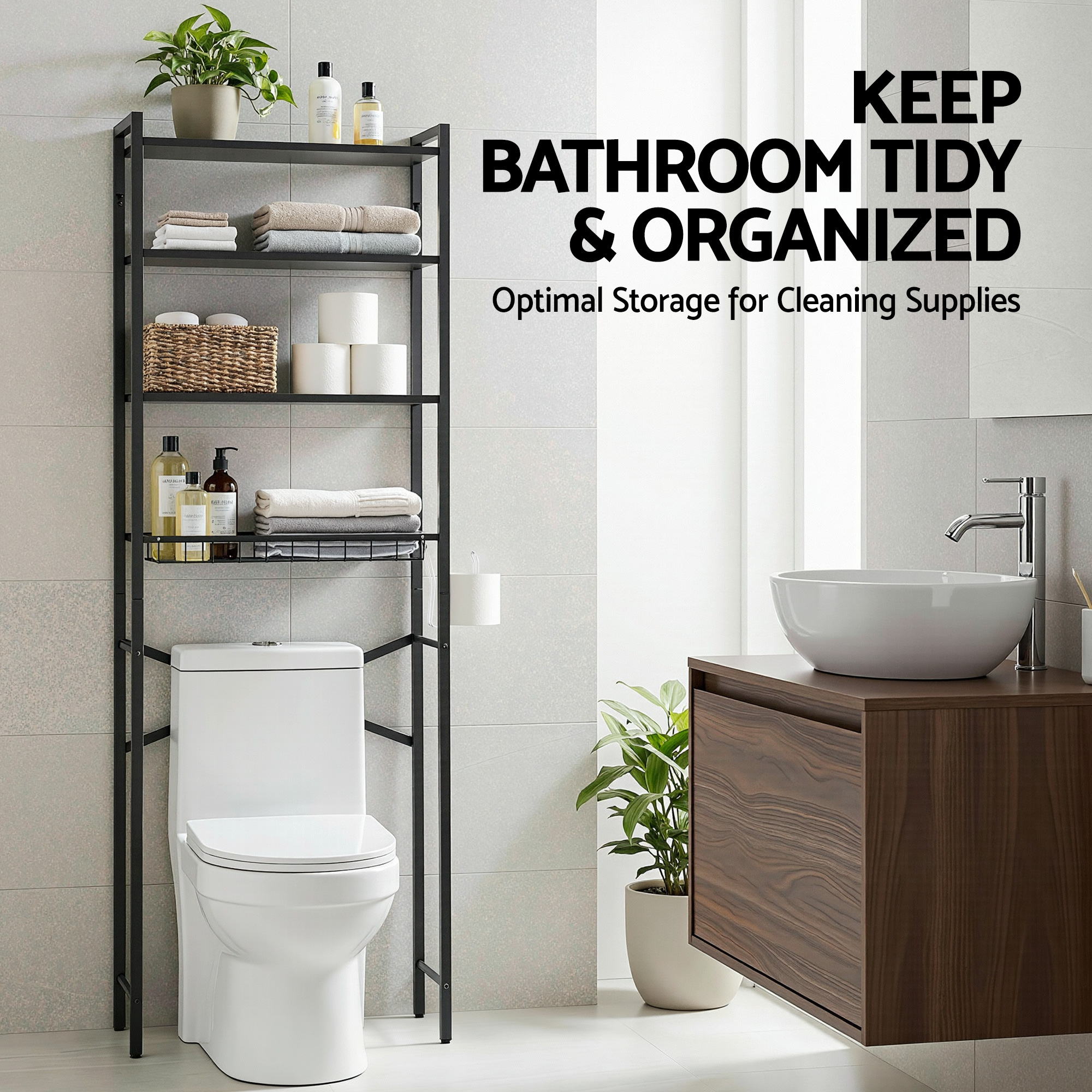 Artiss 4-Tier Over Toilet Bathroom Storage Rack – White