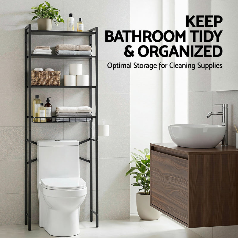 Artiss 4-Tier Over Toilet Bathroom Storage Rack – White