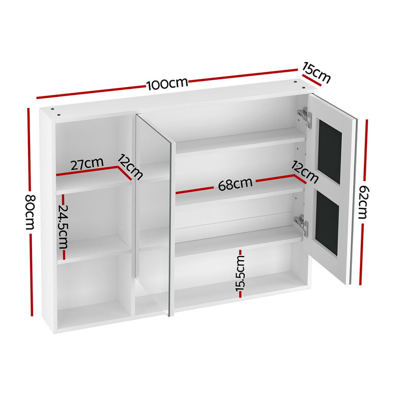Cefito 100cm Bathroom Mirror Cabinet – Wall-Mounted, White