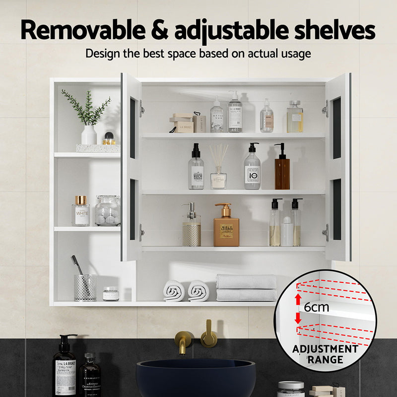 Cefito 100cm Bathroom Mirror Cabinet – Wall-Mounted, White