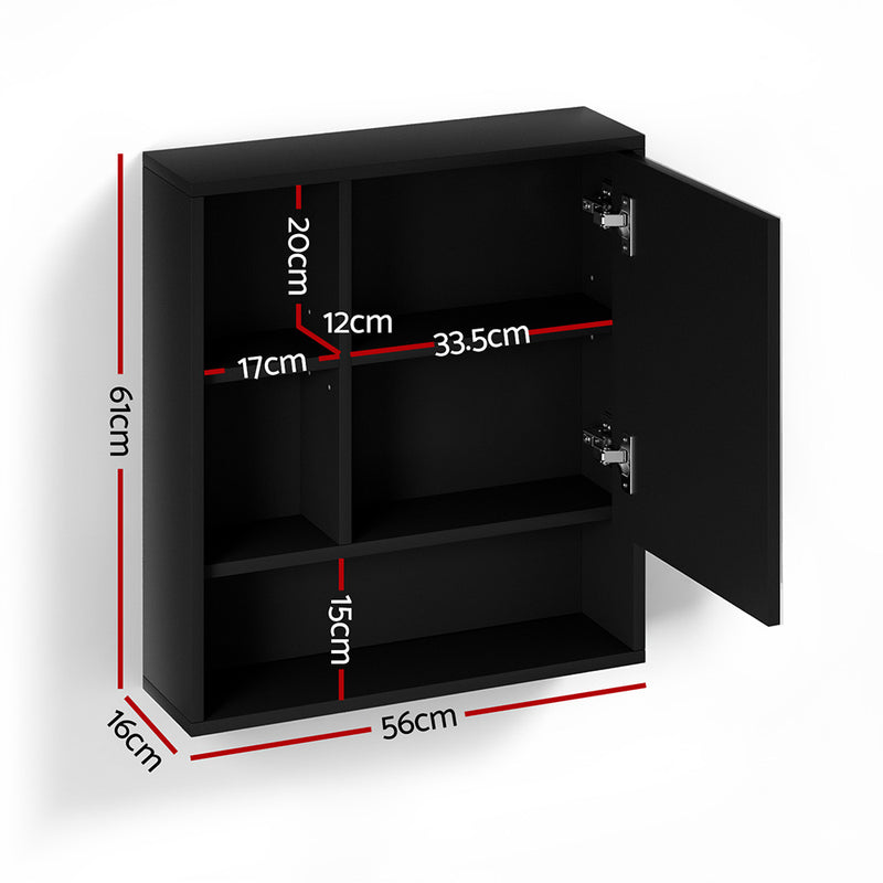 Cefito 560mm Wall-Mounted Bathroom Mirror Cabinet – Black