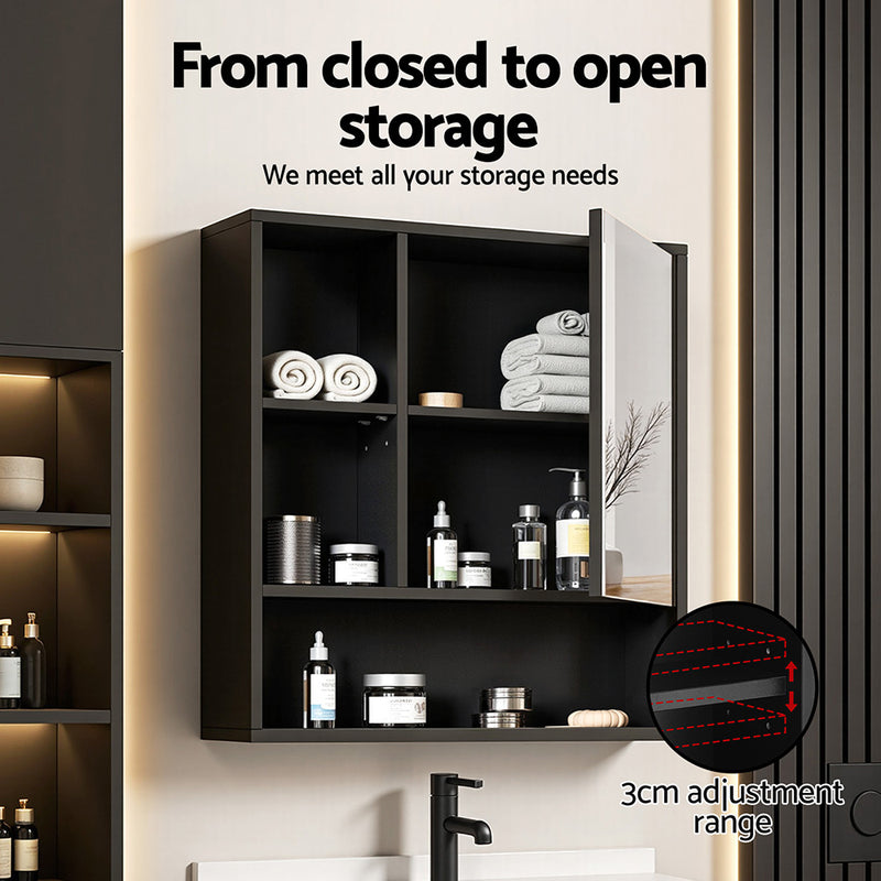 Cefito 560mm Wall-Mounted Bathroom Mirror Cabinet – Black