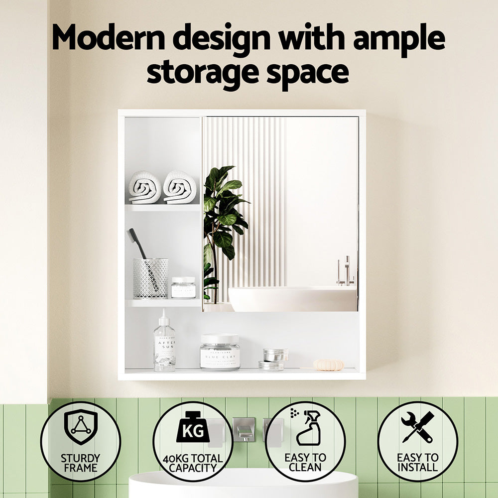 Cefito 560mm Wall-Mounted Bathroom Mirror Cabinet – White