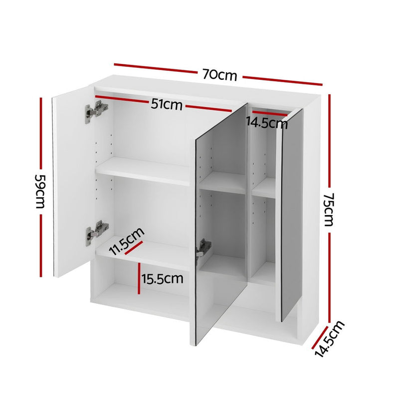 Cefito 700x750mm Wall-Hung Bathroom Mirror Cabinet – White