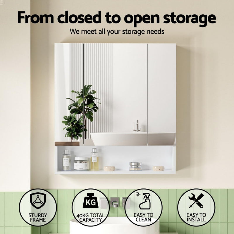 Cefito 700x750mm Wall-Hung Bathroom Mirror Cabinet – White