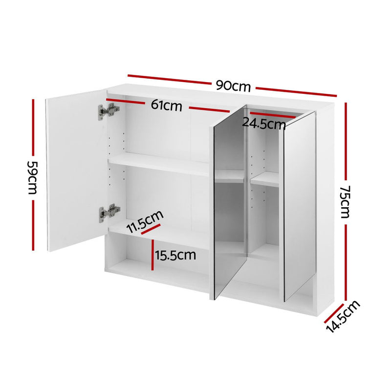 Cefito 900x750mm Wall-Hung Bathroom Mirror Cabinet – White