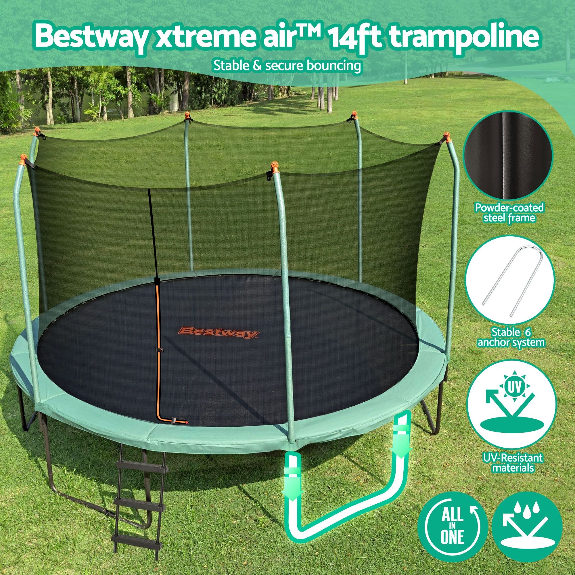 Bestway 14ft Trampoline with Safety Net Enclosure – 4.27m