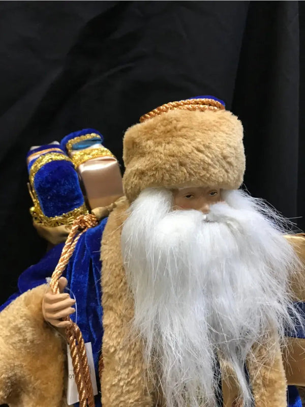 Blue Velvet Standing Santa – 52cm