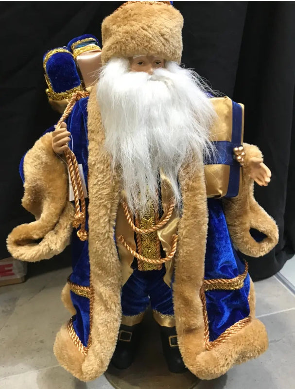 Blue Velvet Standing Santa – 52cm