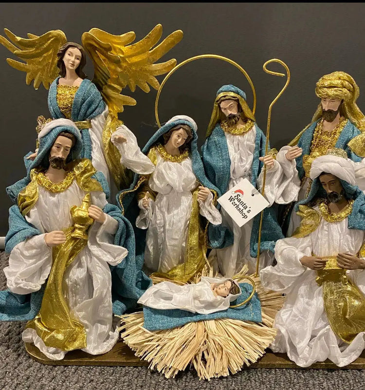 30–45cm Handmade Nativity Scene with Manger